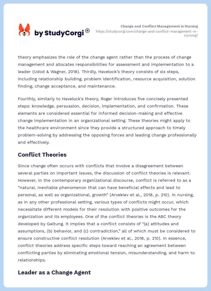 Change and Conflict Management in Nursing. Page 2