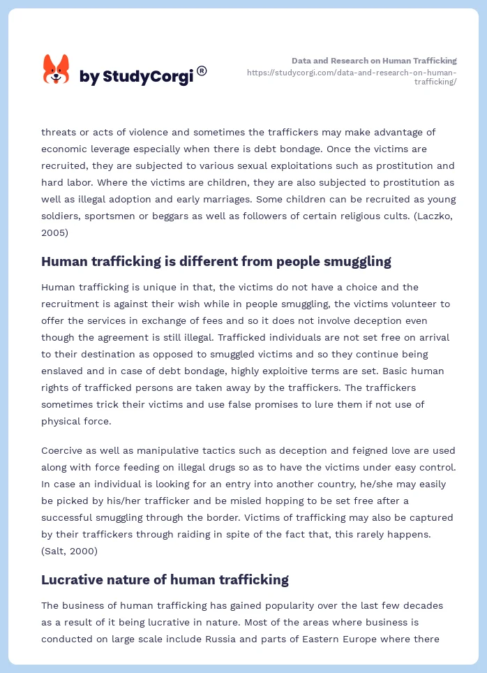 Data and Research on Human Trafficking. Page 2