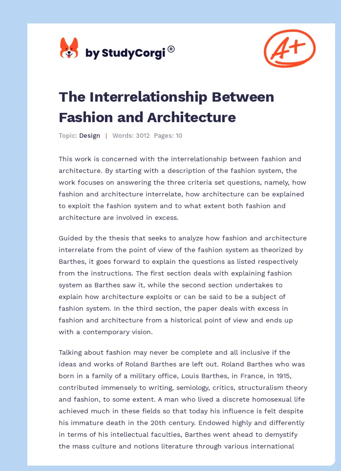 The Interrelationship Between Fashion and Architecture. Page 1