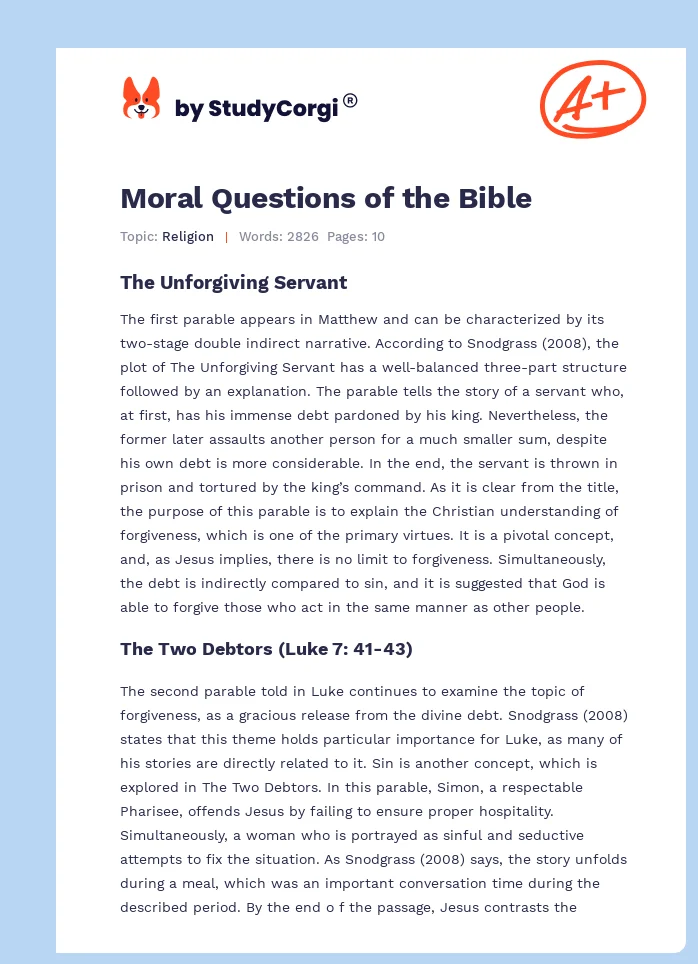 Moral Questions of the Bible. Page 1