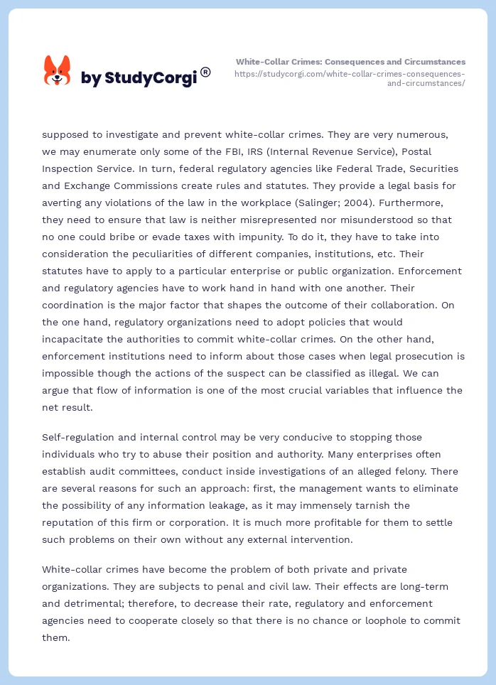 White-Collar Crimes: Consequences and Circumstances. Page 2