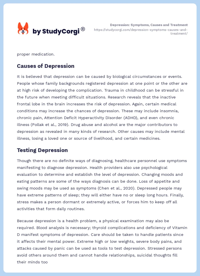 Depression: Symptoms, Causes and Treatment. Page 2