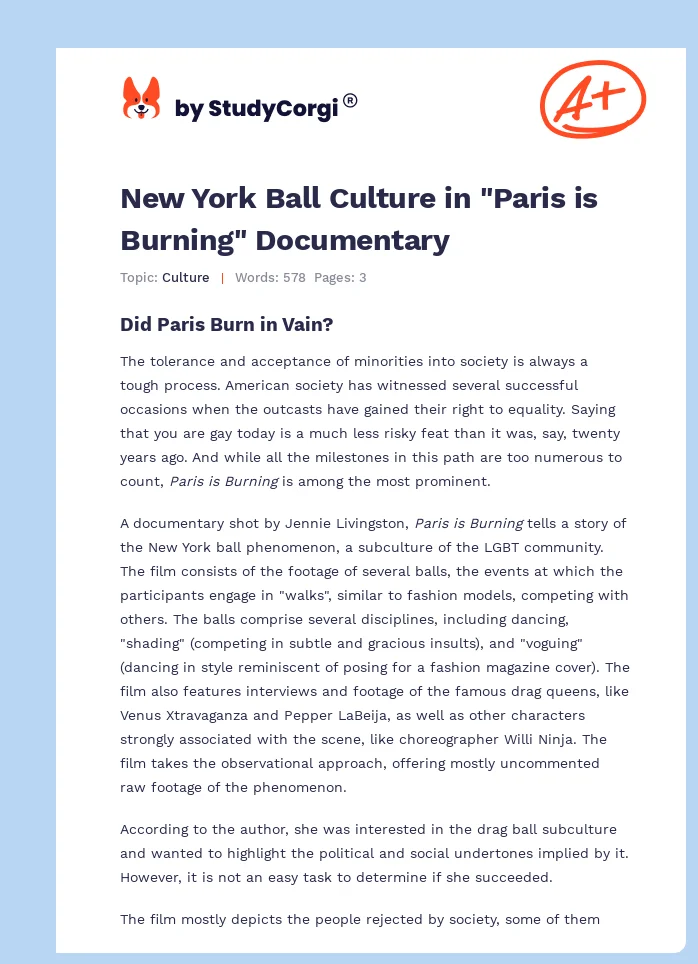 New York Ball Culture in "Paris is Burning" Documentary. Page 1