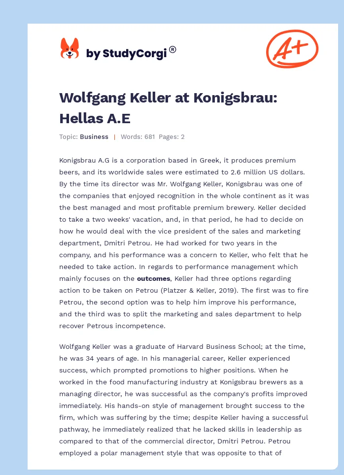 Wolfgang Keller at Konigsbrau: Hellas A.E. Page 1