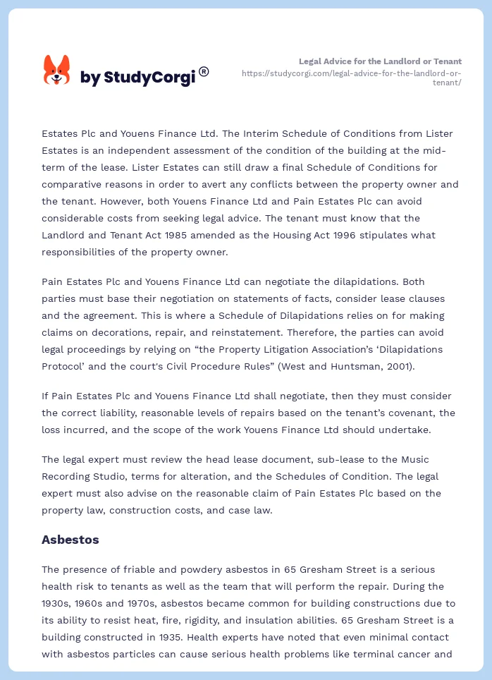 Legal Advice for the Landlord or Tenant. Page 2
