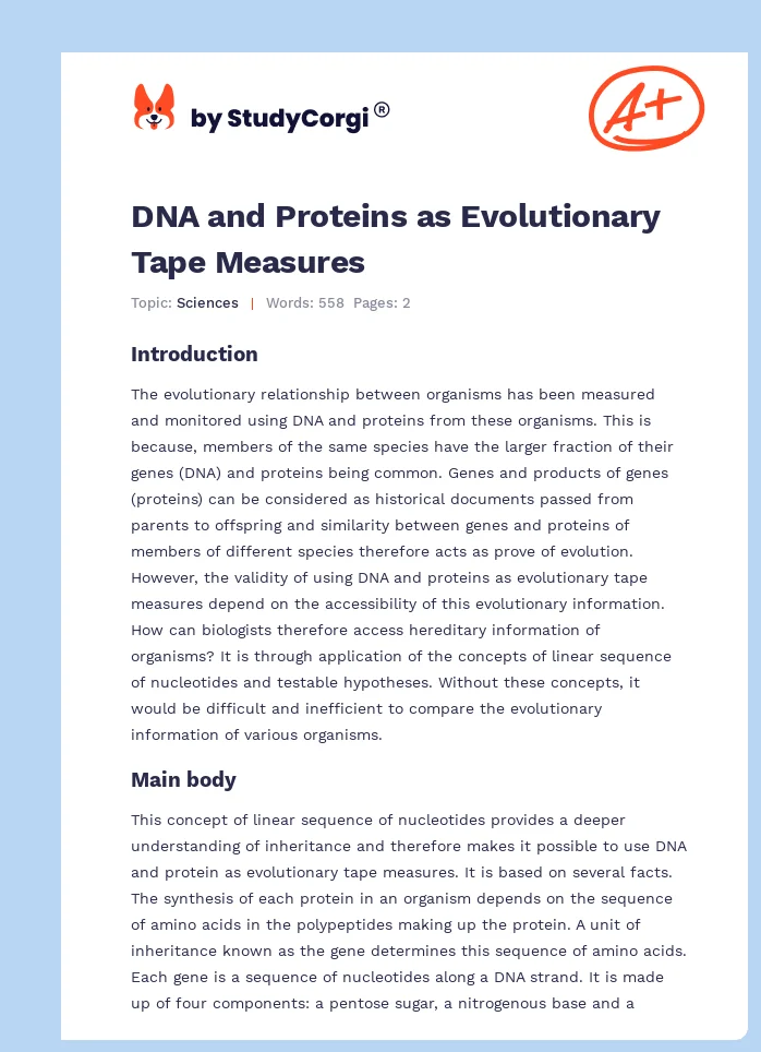 DNA and Proteins as Evolutionary Tape Measures. Page 1