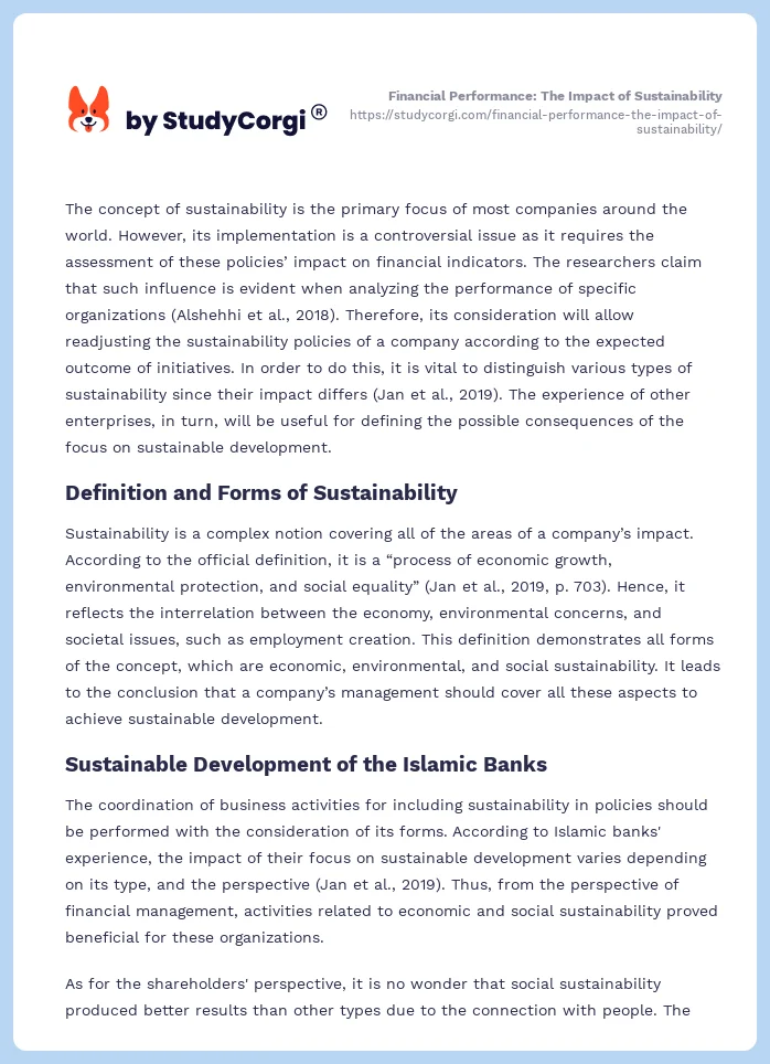 Financial Performance: The Impact of Sustainability. Page 2
