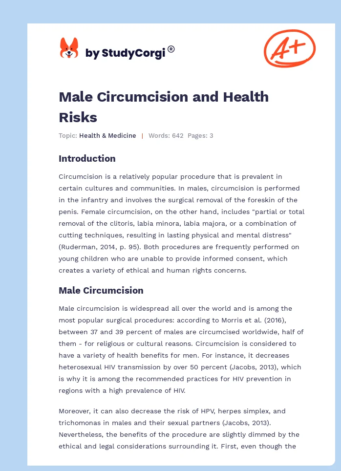 Male Circumcision and Health Risks. Page 1