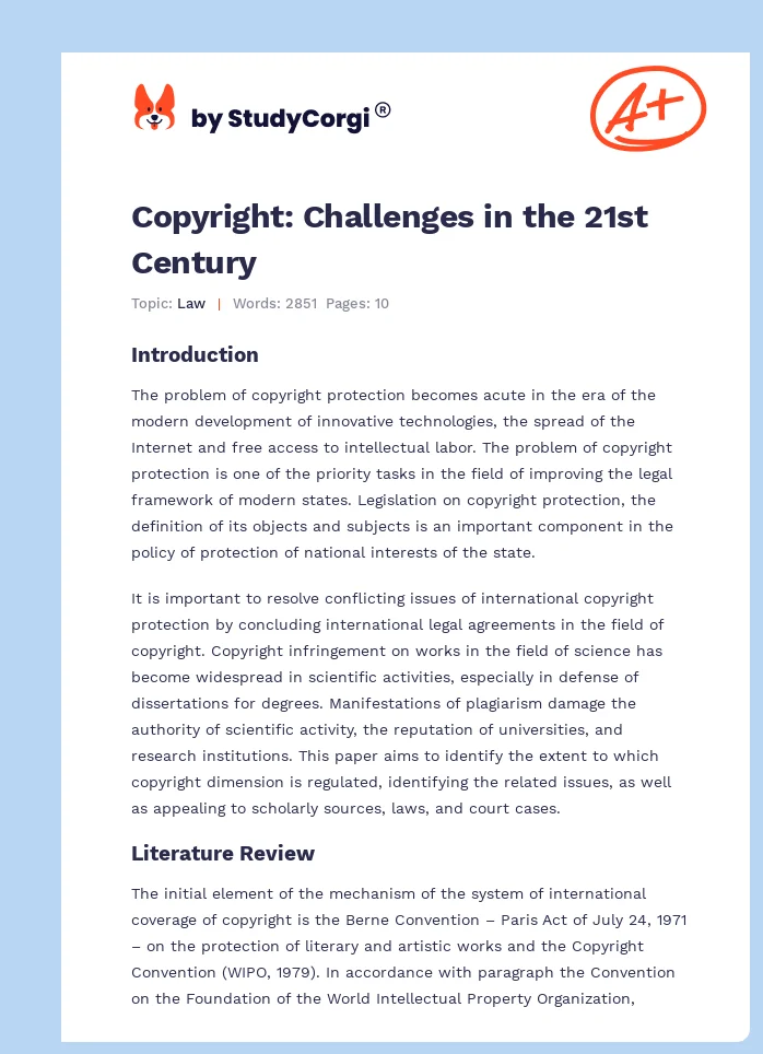 Copyright: Challenges in the 21st Century. Page 1