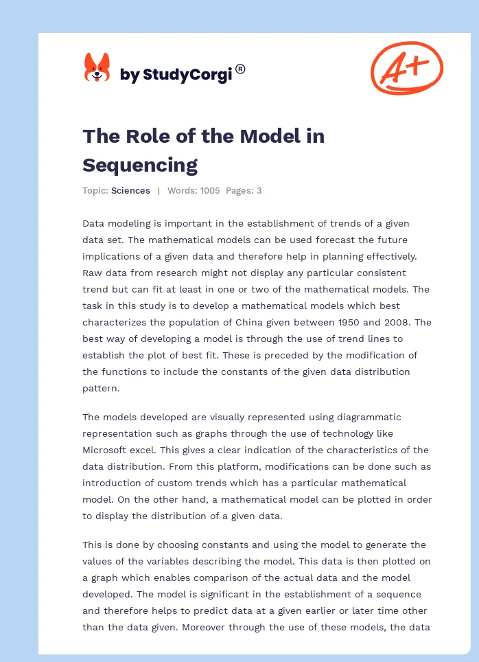 The Role of the Model in Sequencing. Page 1
