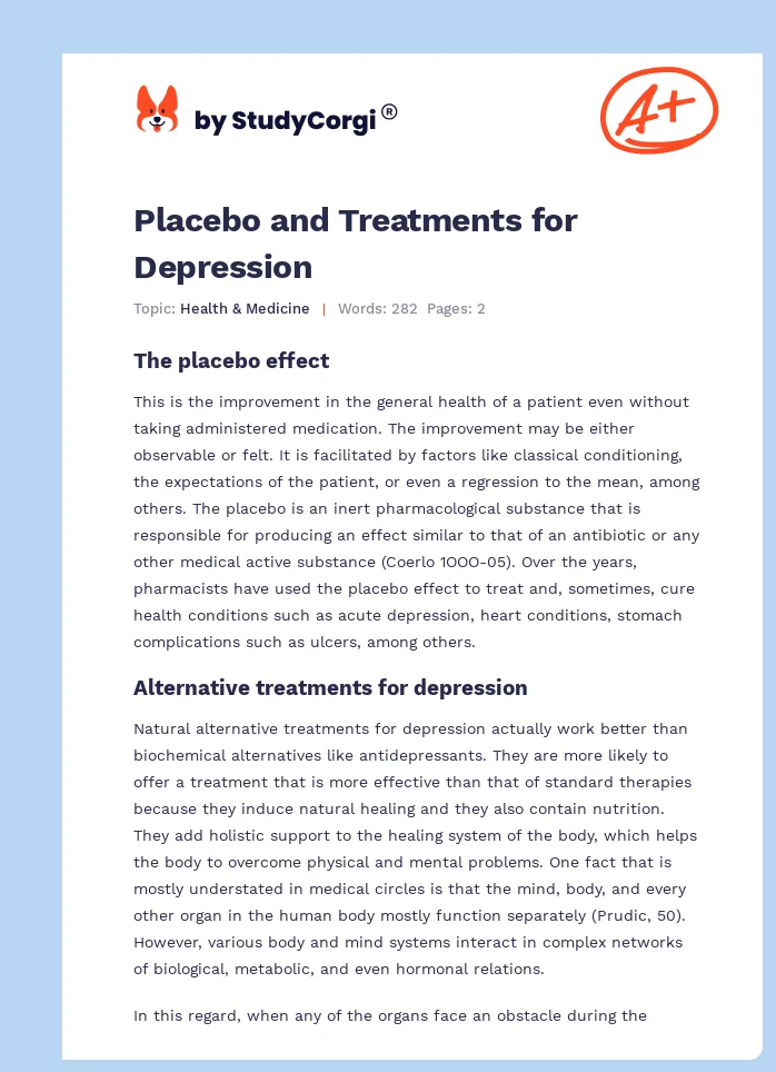 Placebo and Treatments for Depression. Page 1