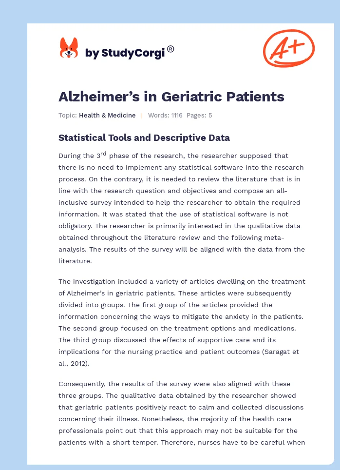 Alzheimer’s in Geriatric Patients. Page 1