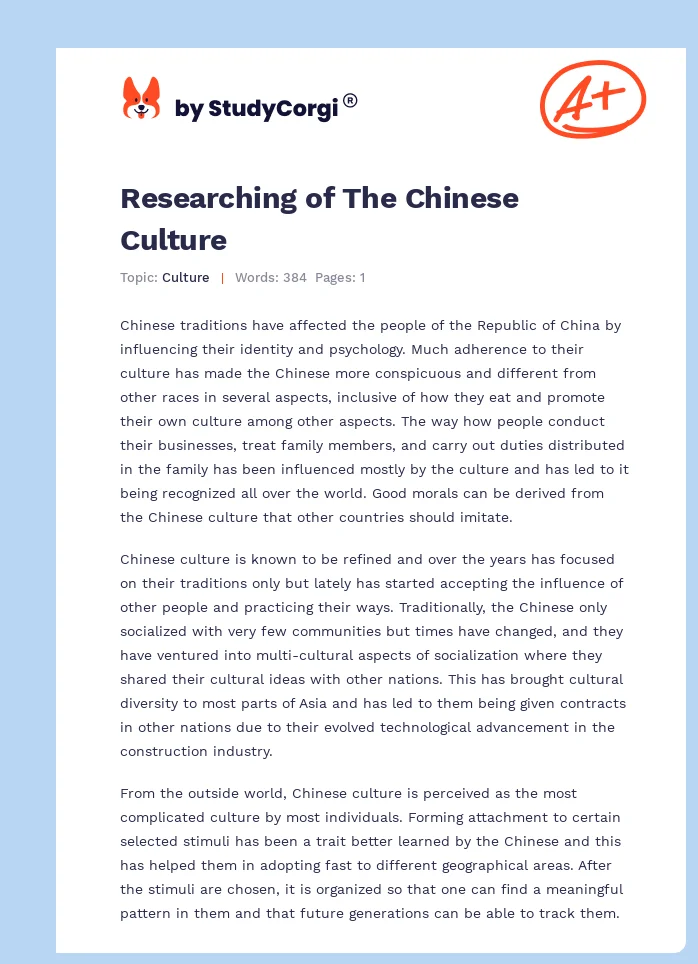 Researching of The Chinese Culture. Page 1