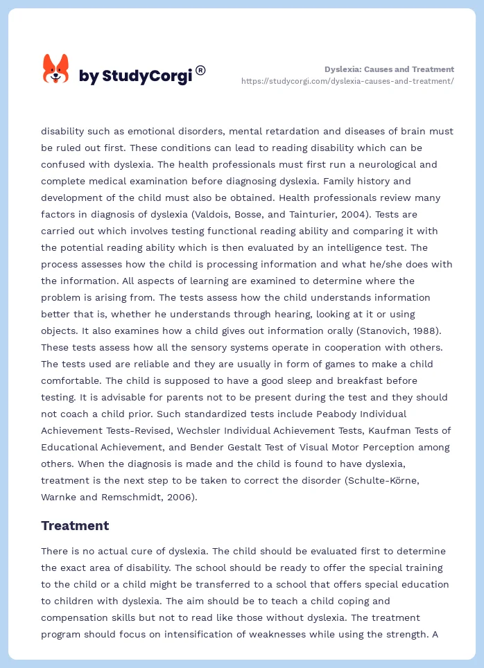 Dyslexia: Causes and Treatment. Page 2