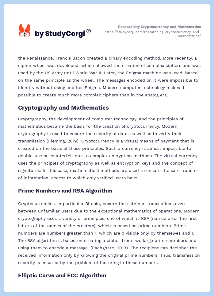 Researching Cryptocurrency and Mathematics. Page 2