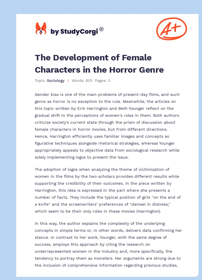 The Development of Female Characters in the Horror Genre. Page 1