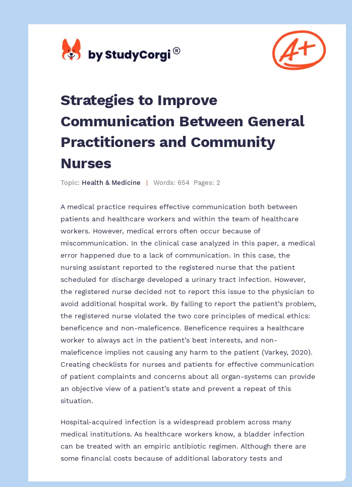 Strategies to Improve Communication Between General Practitioners and Community Nurses. Page 1