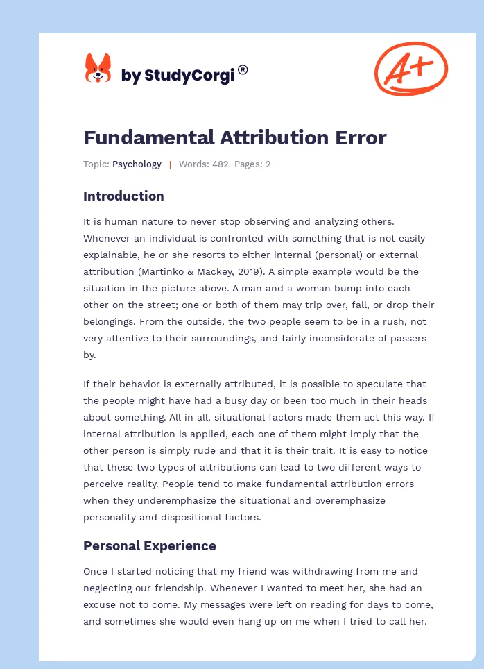 Fundamental Attribution Error. Page 1