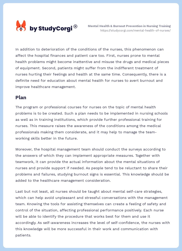 Mental Health & Burnout Prevention in Nursing Training. Page 2