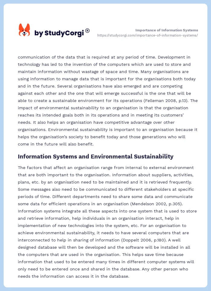 Importance of Information Systems. Page 2
