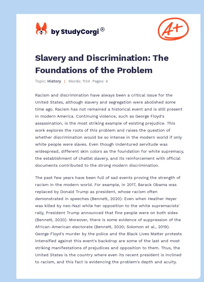Slavery and Discrimination: The Foundations of the Problem. Page 1