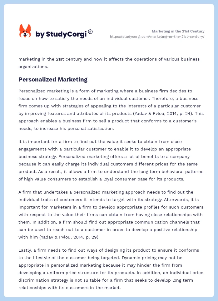 Marketing in the 21st Century. Page 2