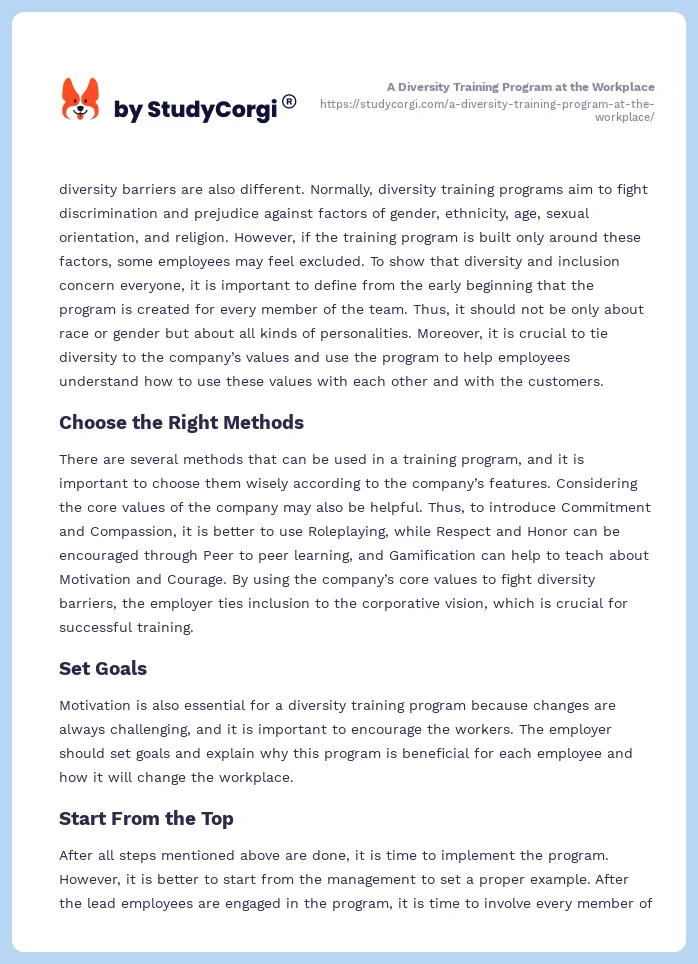 A Diversity Training Program at the Workplace. Page 2