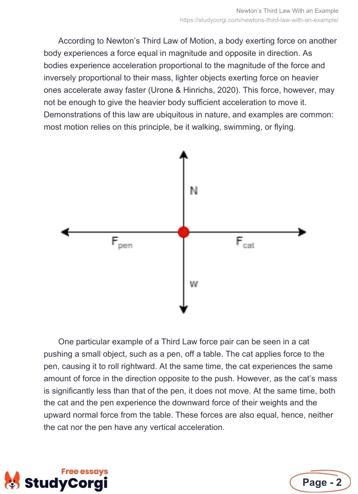 Newton’s Third Law With an Example. Page 2