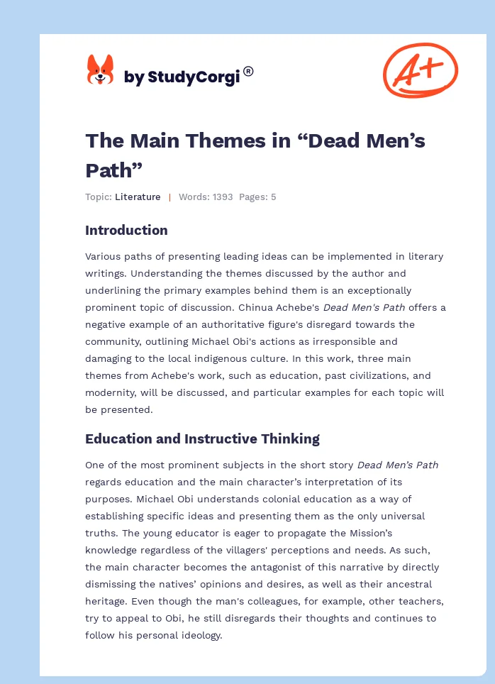 The Main Themes in “Dead Men’s Path”. Page 1