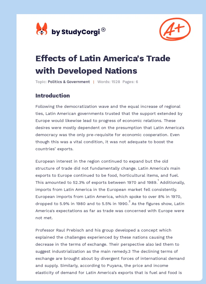Effects of Latin America's Trade with Developed Nations. Page 1