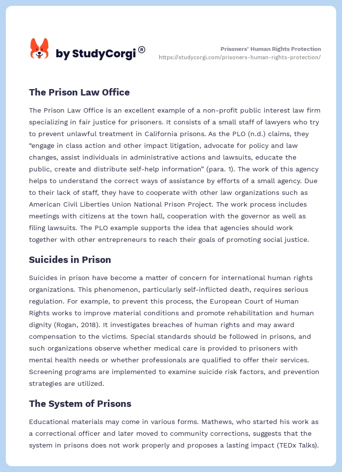 Prisoners’ Human Rights Protection. Page 2