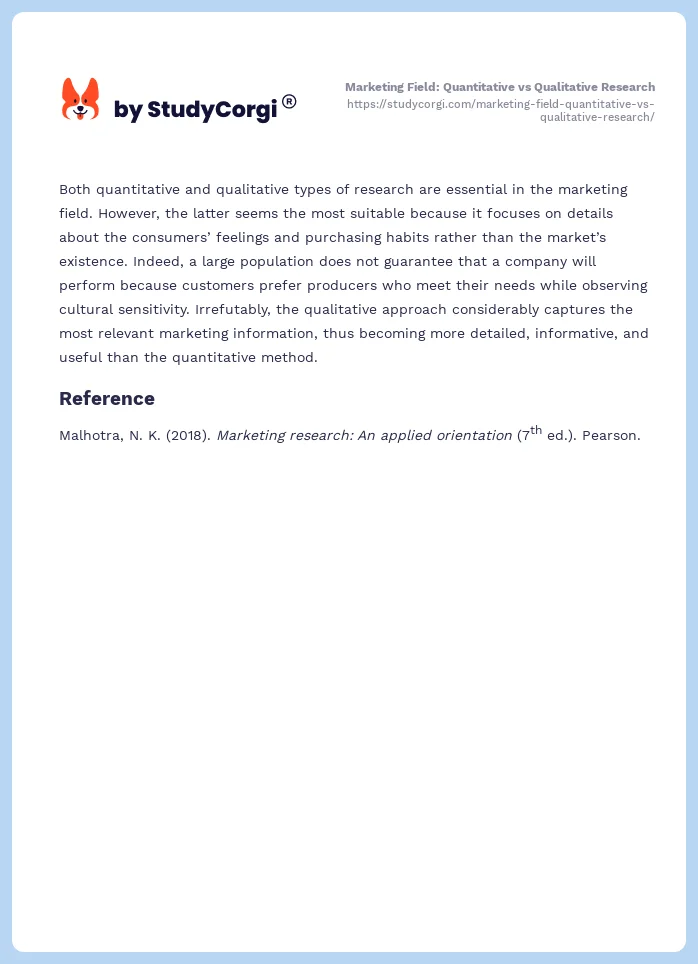 Marketing Field: Quantitative vs Qualitative Research. Page 2