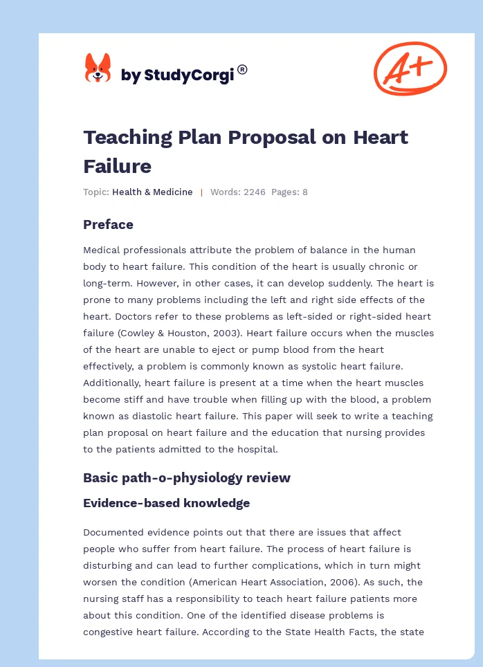 Teaching Plan Proposal on Heart Failure. Page 1