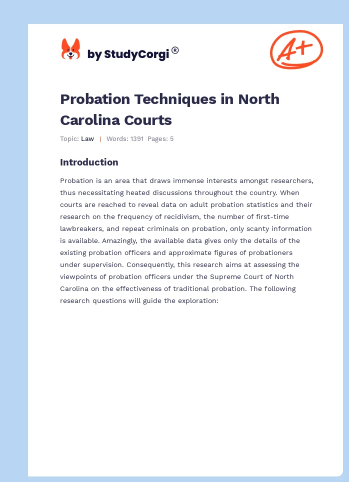 Probation Techniques in North Carolina Courts. Page 1