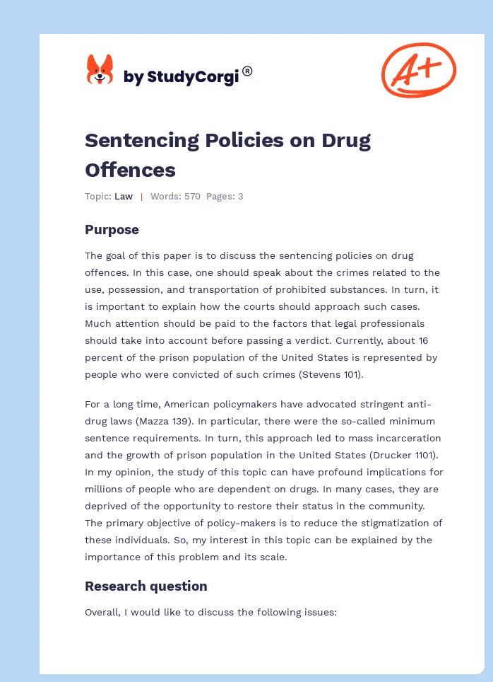 Sentencing Policies on Drug Offences. Page 1