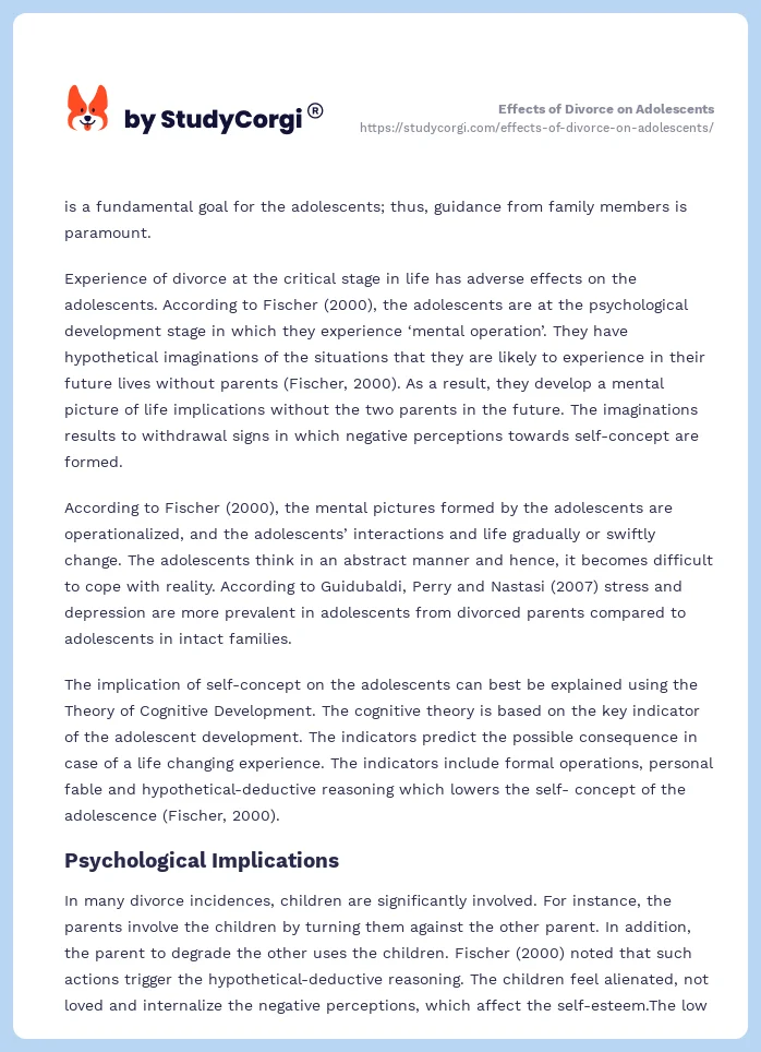 Effects of Divorce on Adolescents. Page 2