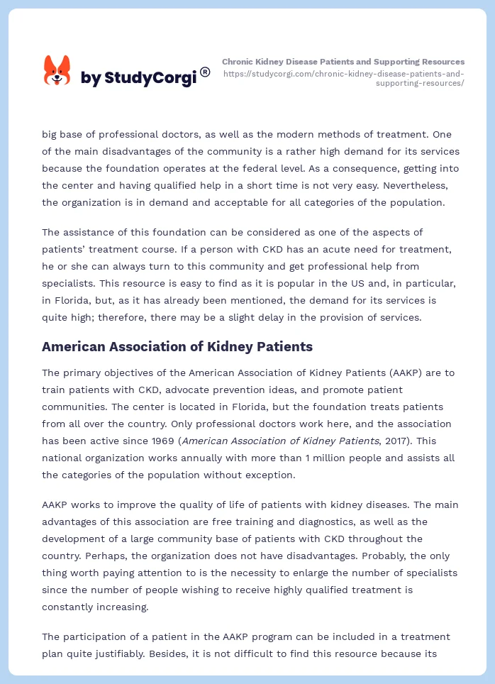 Chronic Kidney Disease Patients and Supporting Resources. Page 2