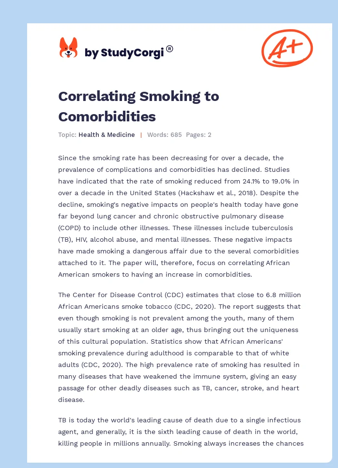 Correlating Smoking to Comorbidities. Page 1