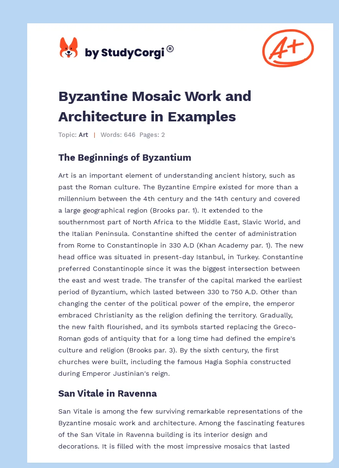 Byzantine Mosaic Work and Architecture in Examples. Page 1