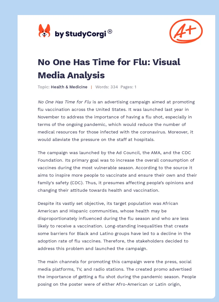 No One Has Time for Flu: Visual Media Analysis. Page 1