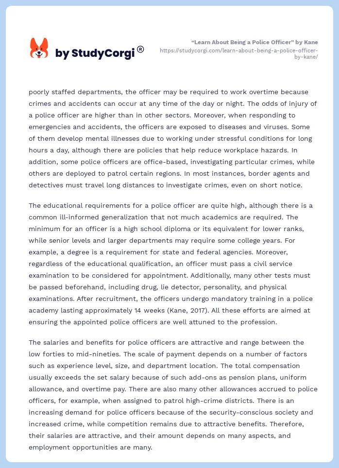 “Learn About Being a Police Officer” by Kane. Page 2