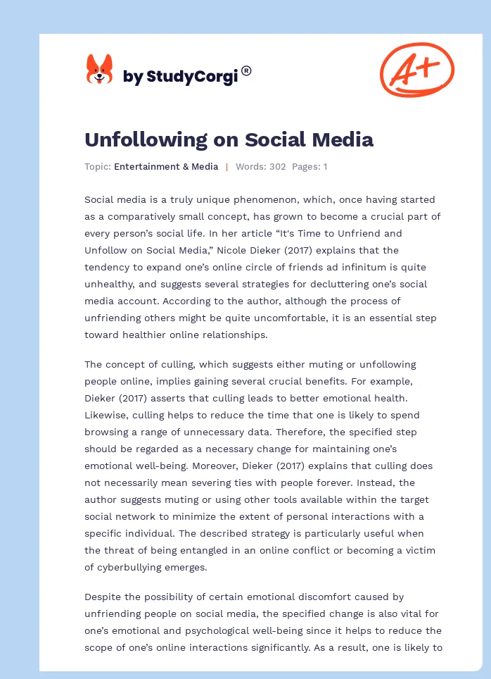 Unfollowing on Social Media. Page 1