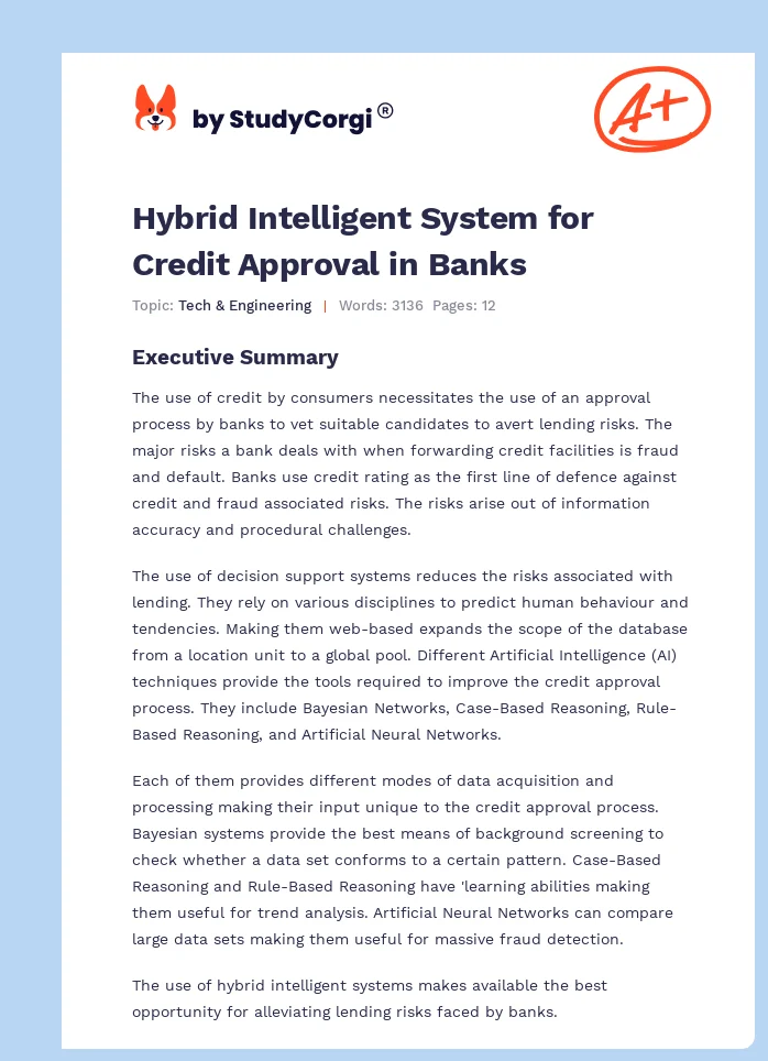 Hybrid Intelligent System for Credit Approval in Banks. Page 1