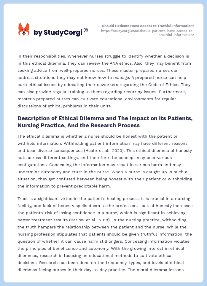 Should Patients Have Access to Truthful Information?. Page 2