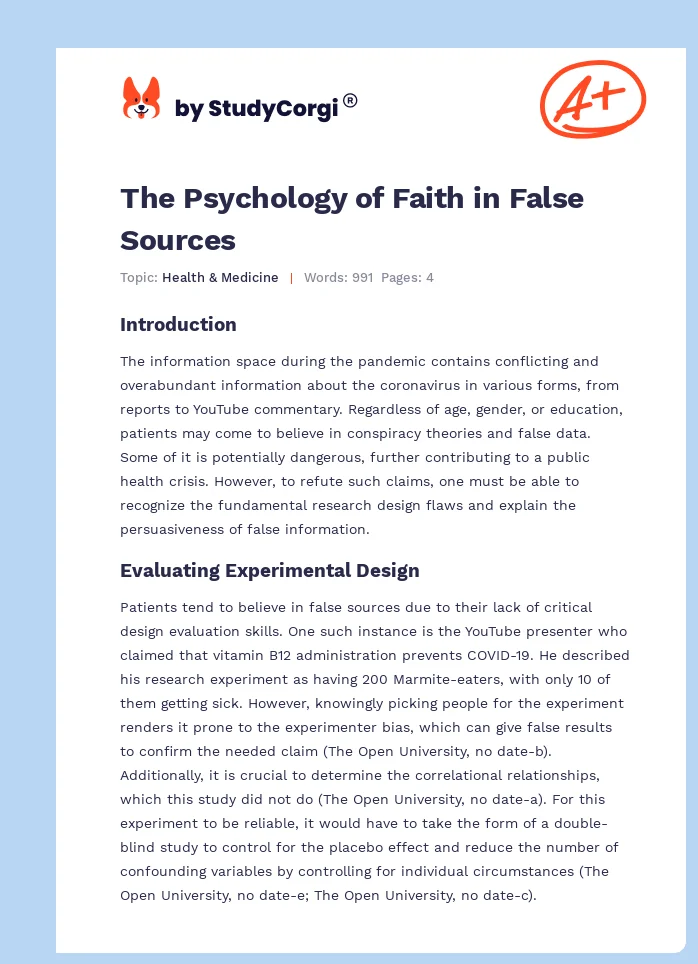 The Psychology of Faith in False Sources. Page 1
