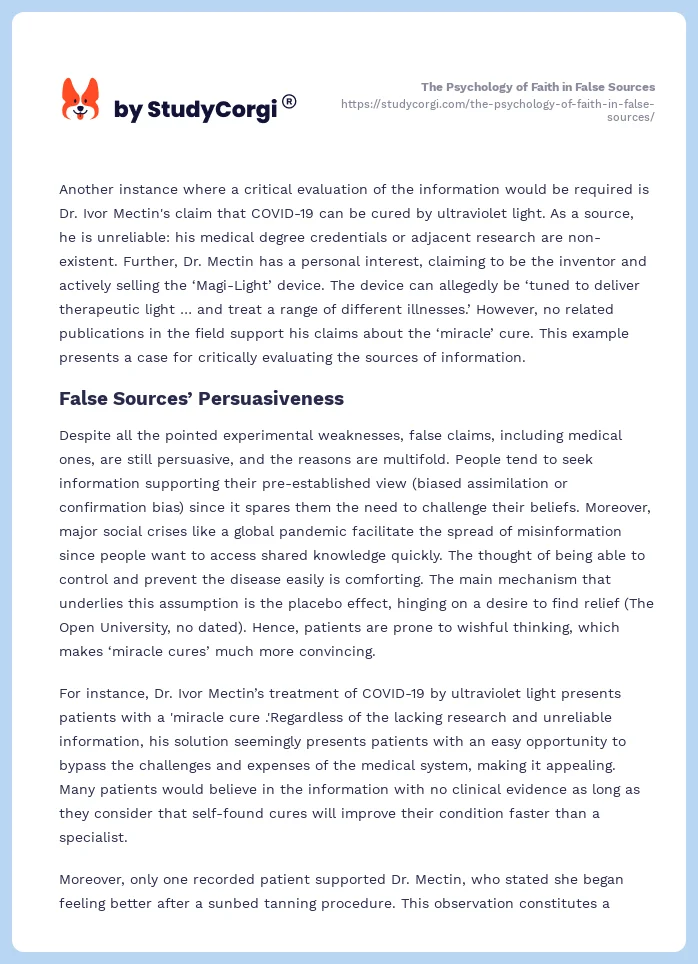 The Psychology of Faith in False Sources. Page 2