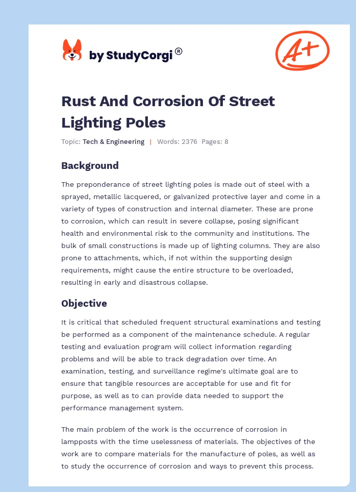 Rust And Corrosion Of Street Lighting Poles. Page 1