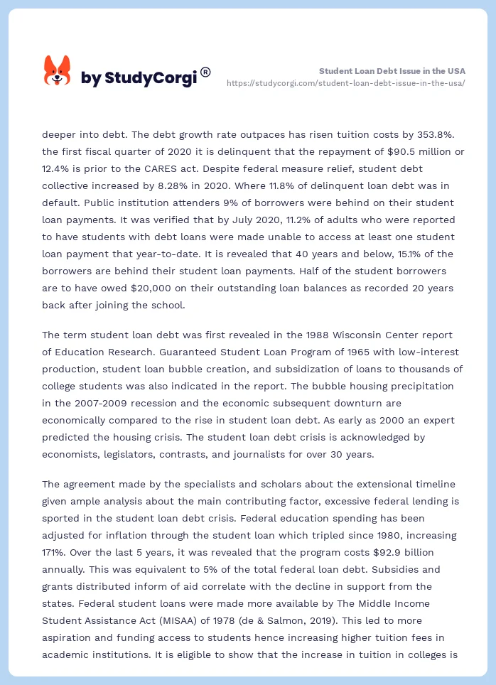 Student Loan Debt Issue in the USA. Page 2