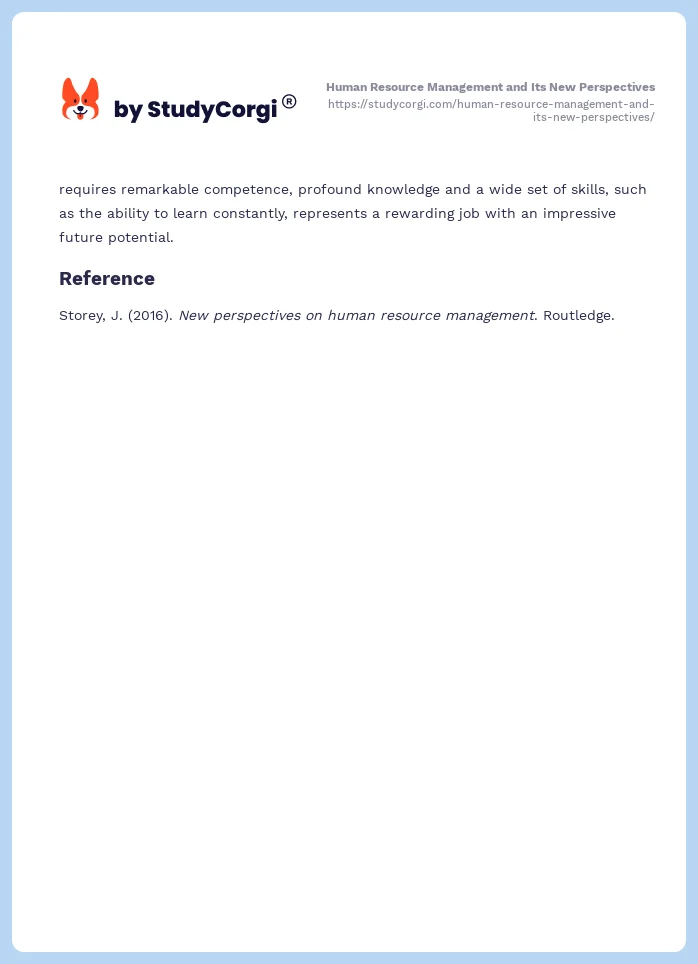 Human Resource Management and Its New Perspectives. Page 2