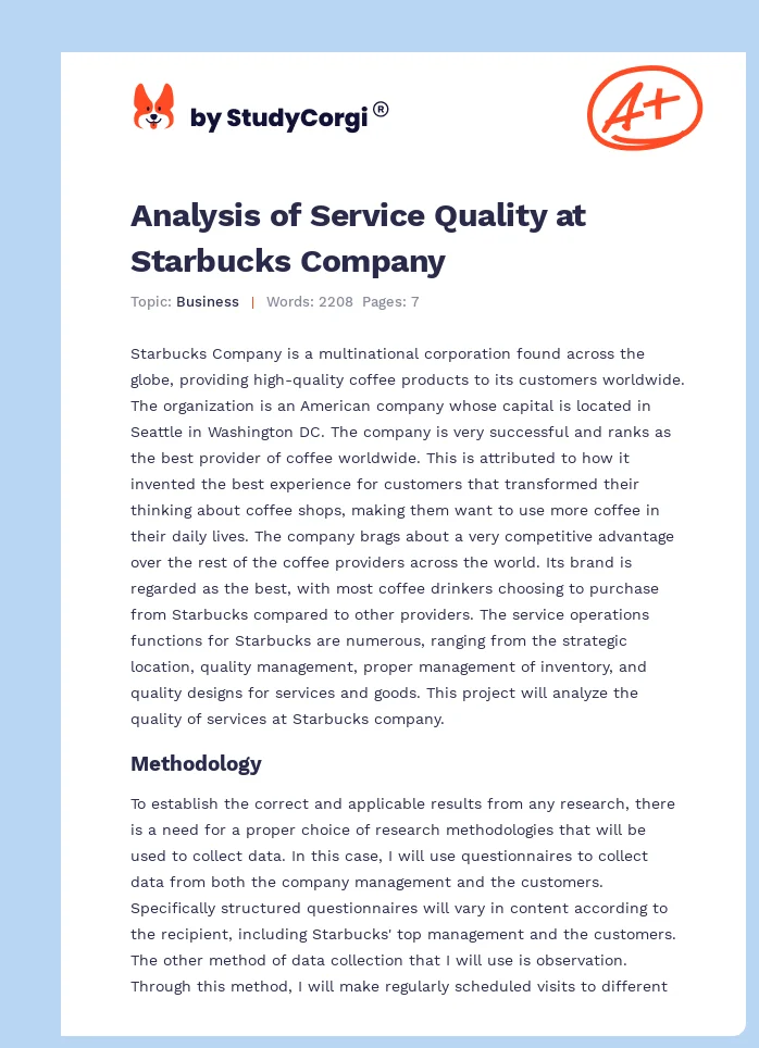 Analysis of Service Quality at Starbucks Company. Page 1